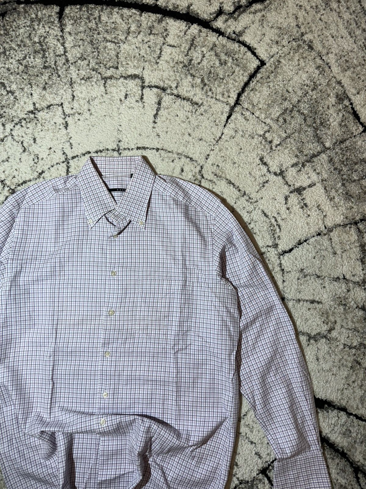 Designer × Japanese Brand × Vintage Xacus Button Shirt Madi Italy Men’s XLarge Check Collar Size US XL / EU 56 / 4 - 2 Thumbnail