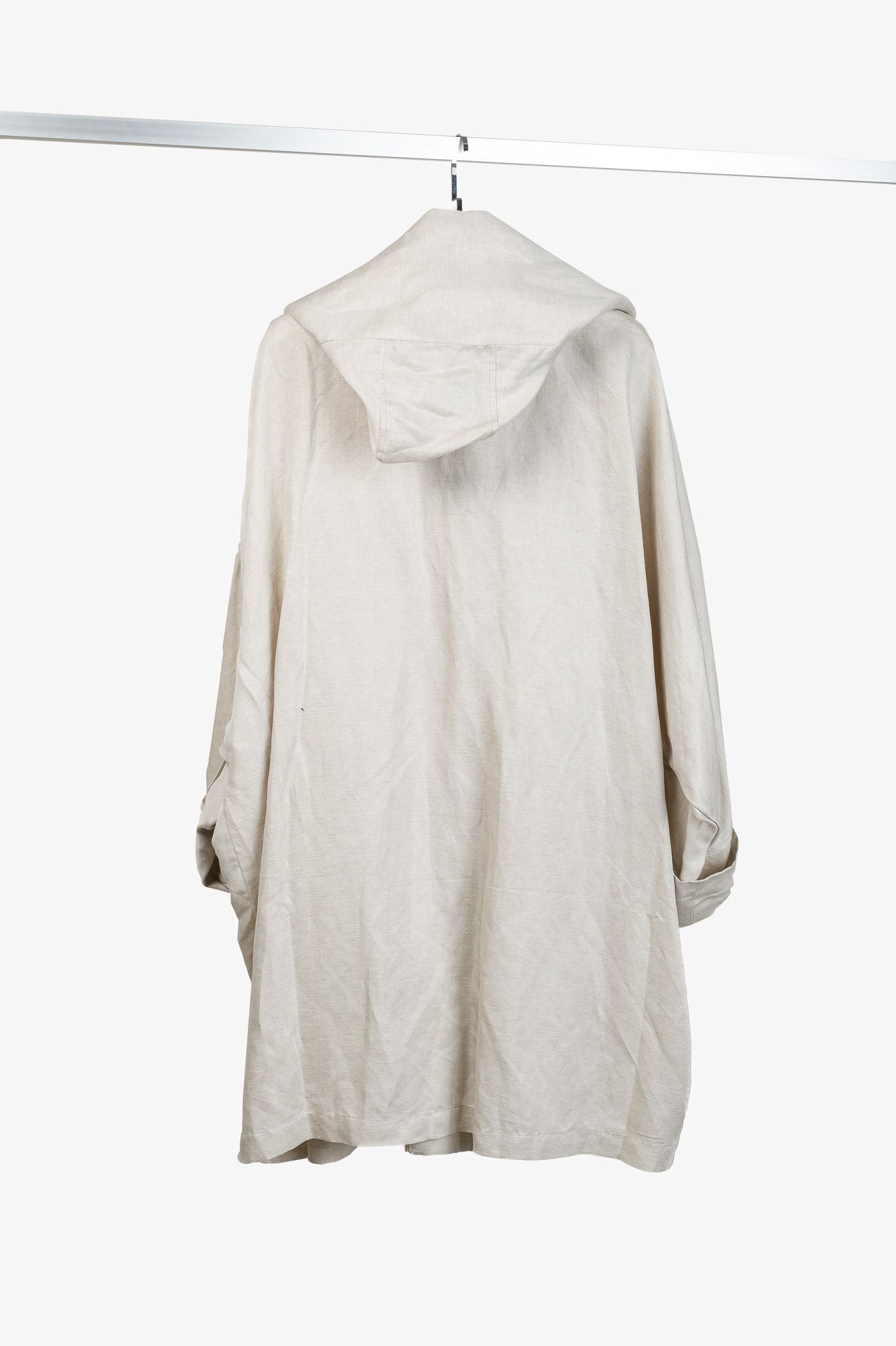 Ivan Grundahl Ivan Grundahl Beige Linen Oversized Hooded Coat Size XL / US 12-14 / IT 48-50 - 2 Thumbnail