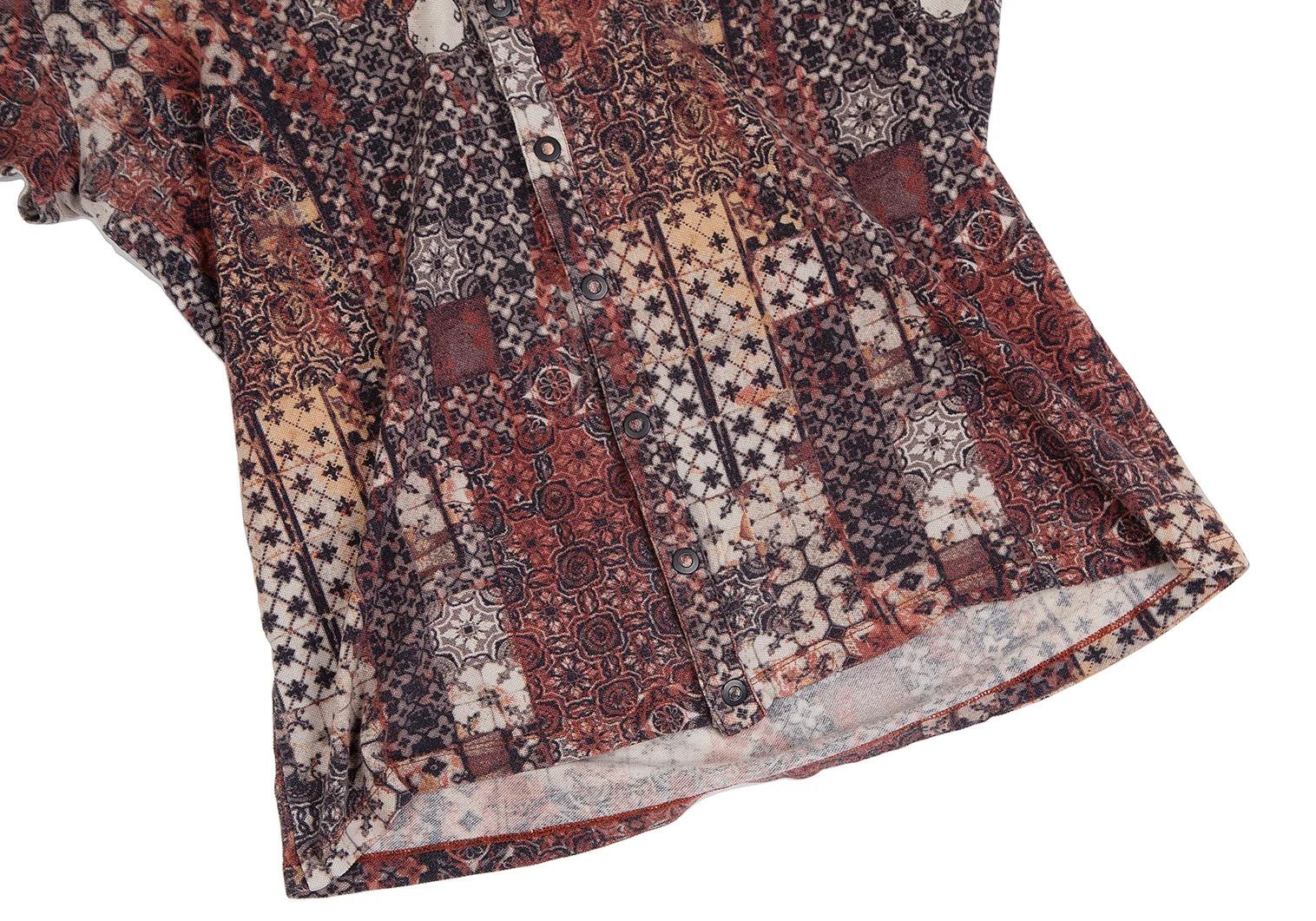 Jean Paul Gaultier Cotton Patterned Snap Button Polo Shirt in Brown Size US M / EU 48-50 / 2 - 6 Thumbnail
