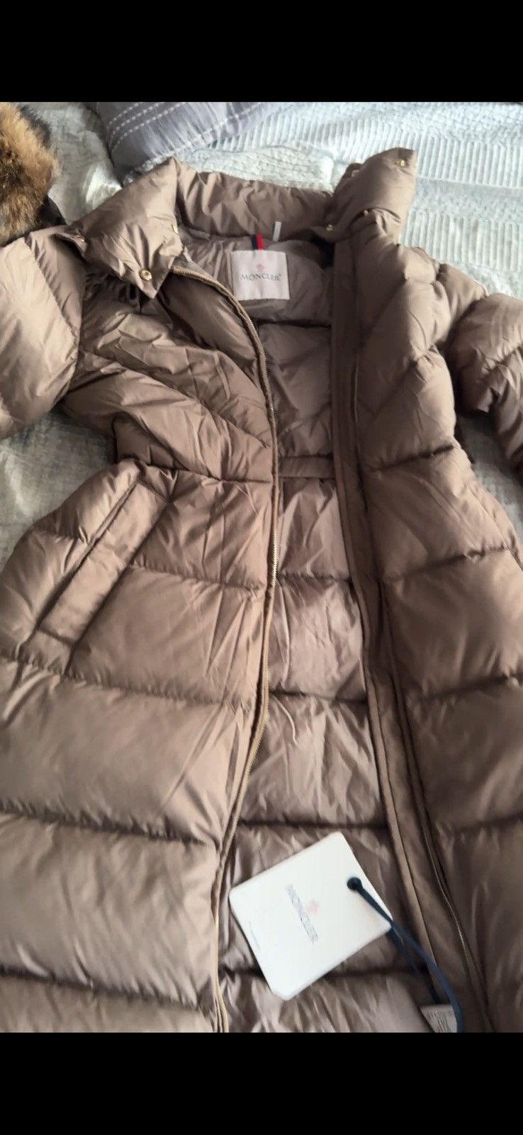 Moncler Moncler Long Down Puffer Coat Belted Taupe Size XXS / US 00 / IT 34 - 5 Thumbnail