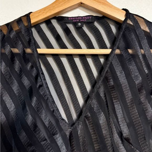 Other Grayson Riley Black Sheer Striped Dress w Slip – Sz S Size S / US 4 / IT 40 - 10 Thumbnail