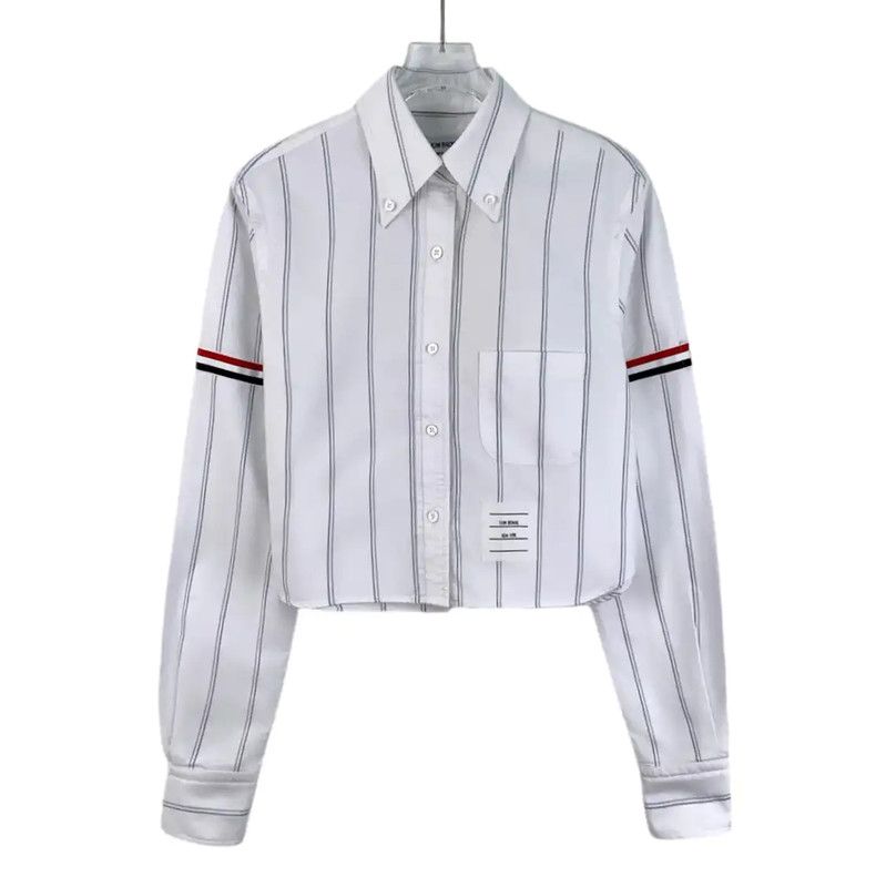 Thom Browne Thom Browne White Striped Cotton Shirt 0089 Size M / US 6-8 / IT 42-44 - 1 Thumbnail