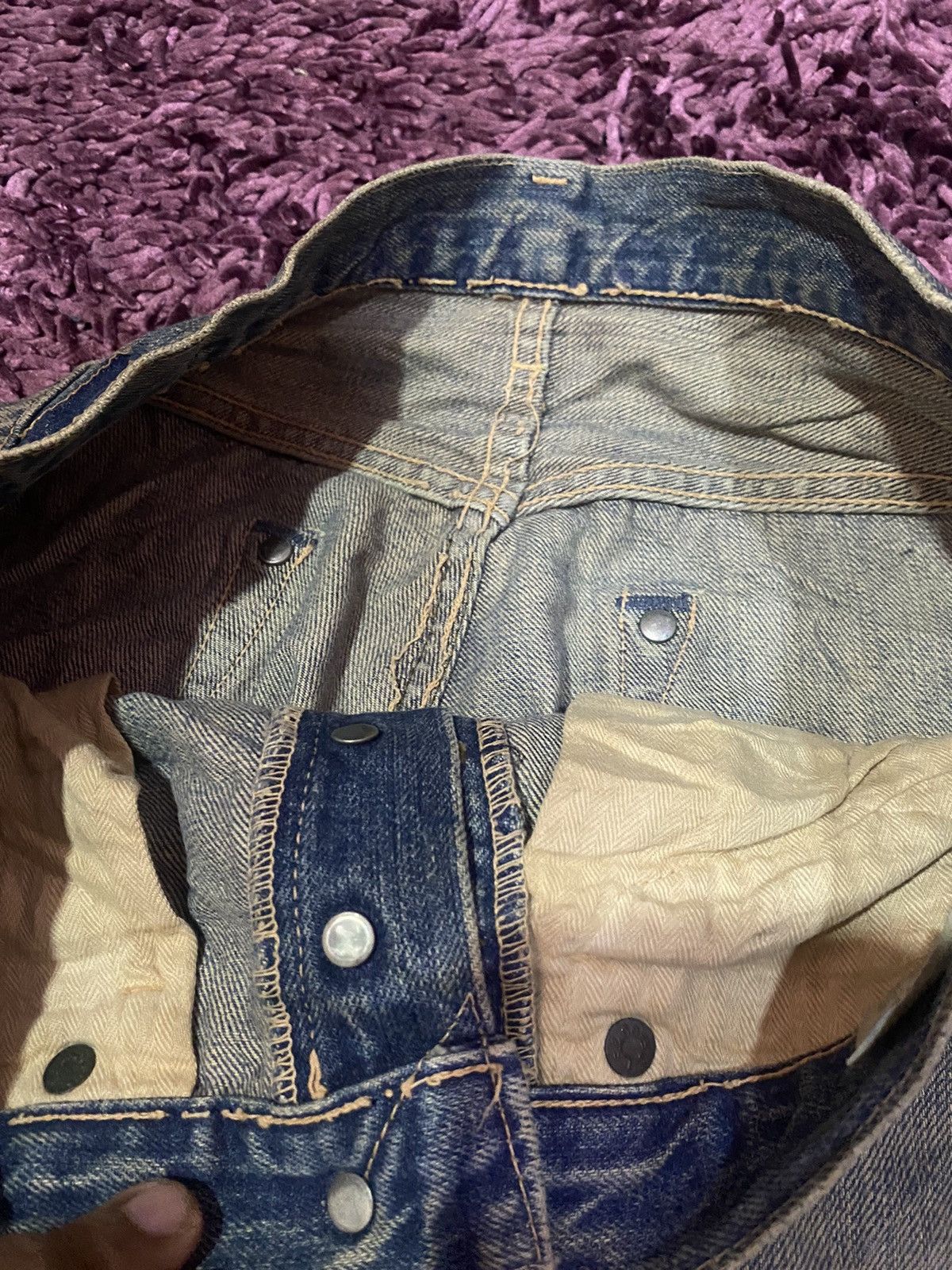 Levi's Vtg Trashed Levis 501xx BIG E 4501 WW2 Selvedge Jeans Size US 30 / EU 46 - 10 Thumbnail