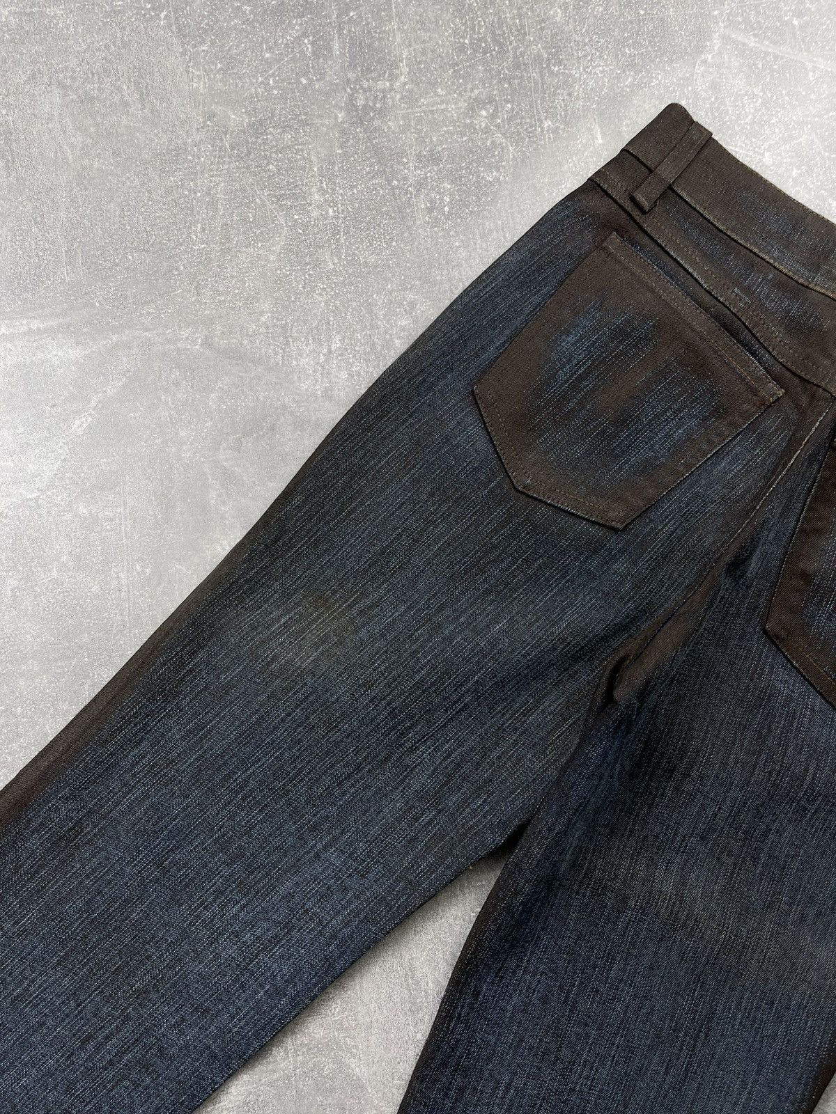 Other Vintage Roccobarocco Metallic-Coated Blue/Brown Flared Jeans Size 28" / US 6 / IT 42 - 7 Thumbnail
