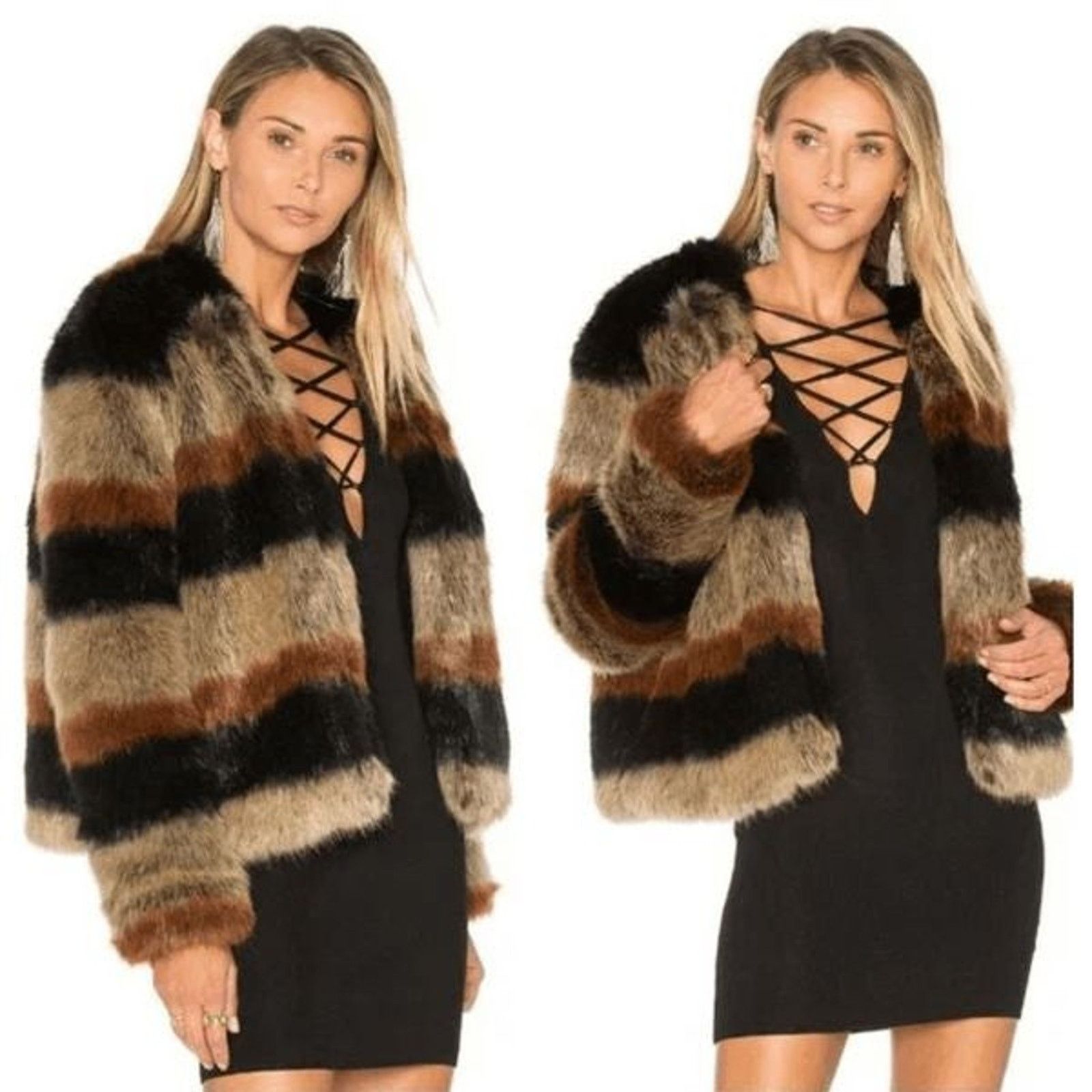 Anthropologie Tularosa Harkin Black Brown fur Jacket, Sz Small, MSRP $398 Size S / US 4 / IT 40 - 7 Thumbnail