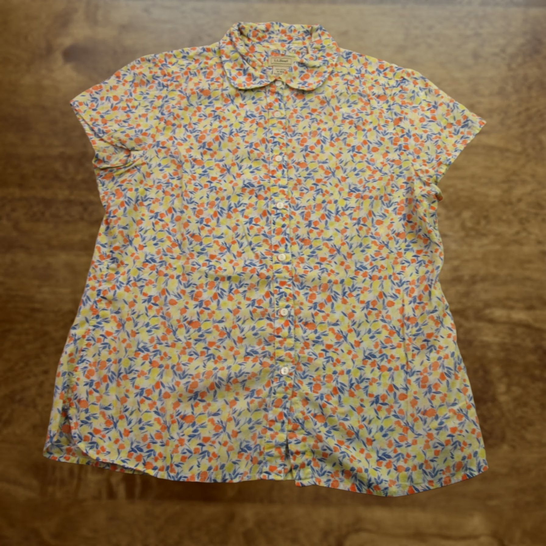 Vintage LL Bean Shirt Womens Medium Short Sleeve Lightweight Top Button Front Floral Size M / US 6-8 / IT 42-44 - 1 Thumbnail