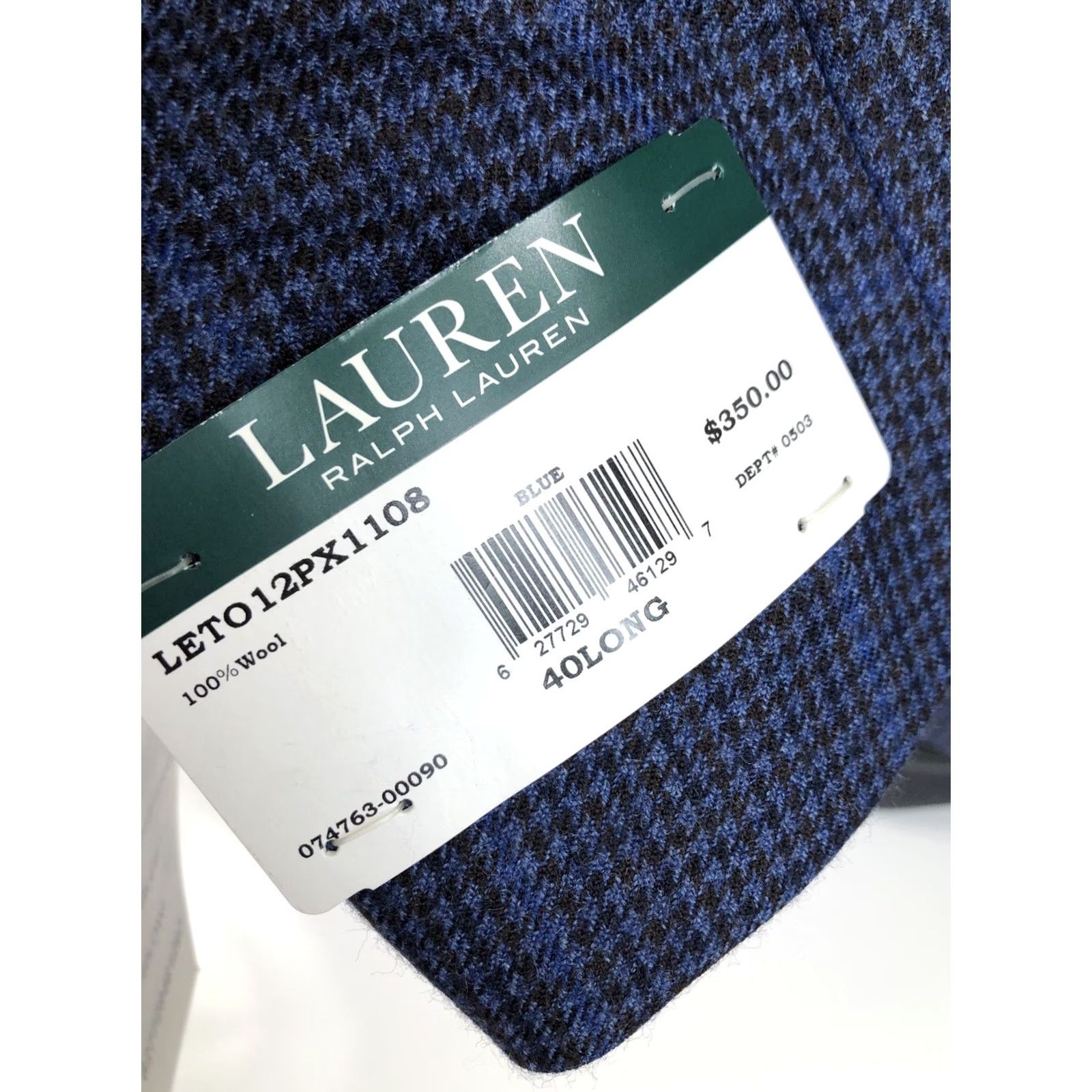 Ralph Lauren LAUREN / RALPH LAUREN Blazer Wool Plaid 40L Blue / Brown Houndstooth Big & Tall Mens Ultraflex Blazer with Tag Size 40R - 5 Thumbnail
