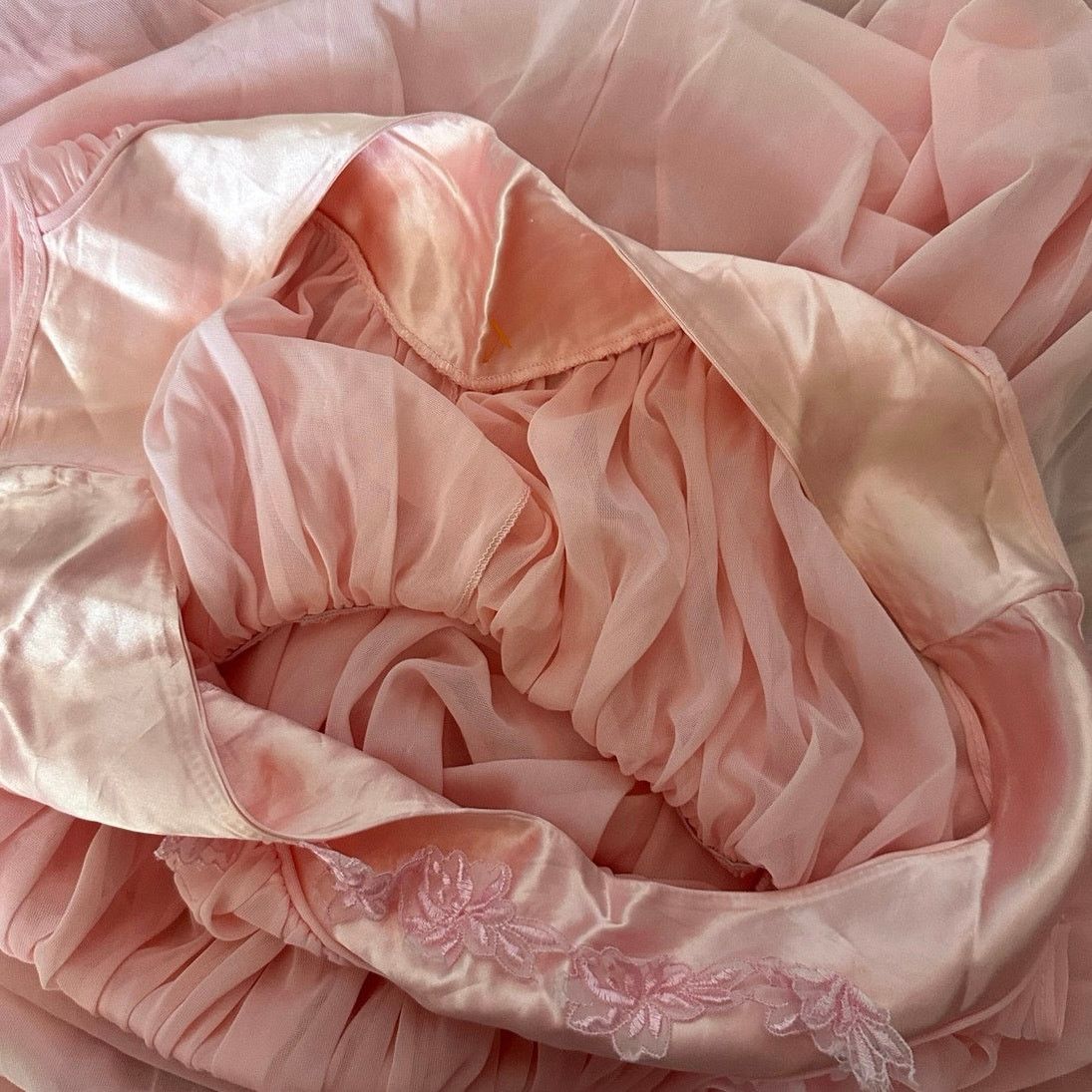 no brand vintage pink sheer night dress