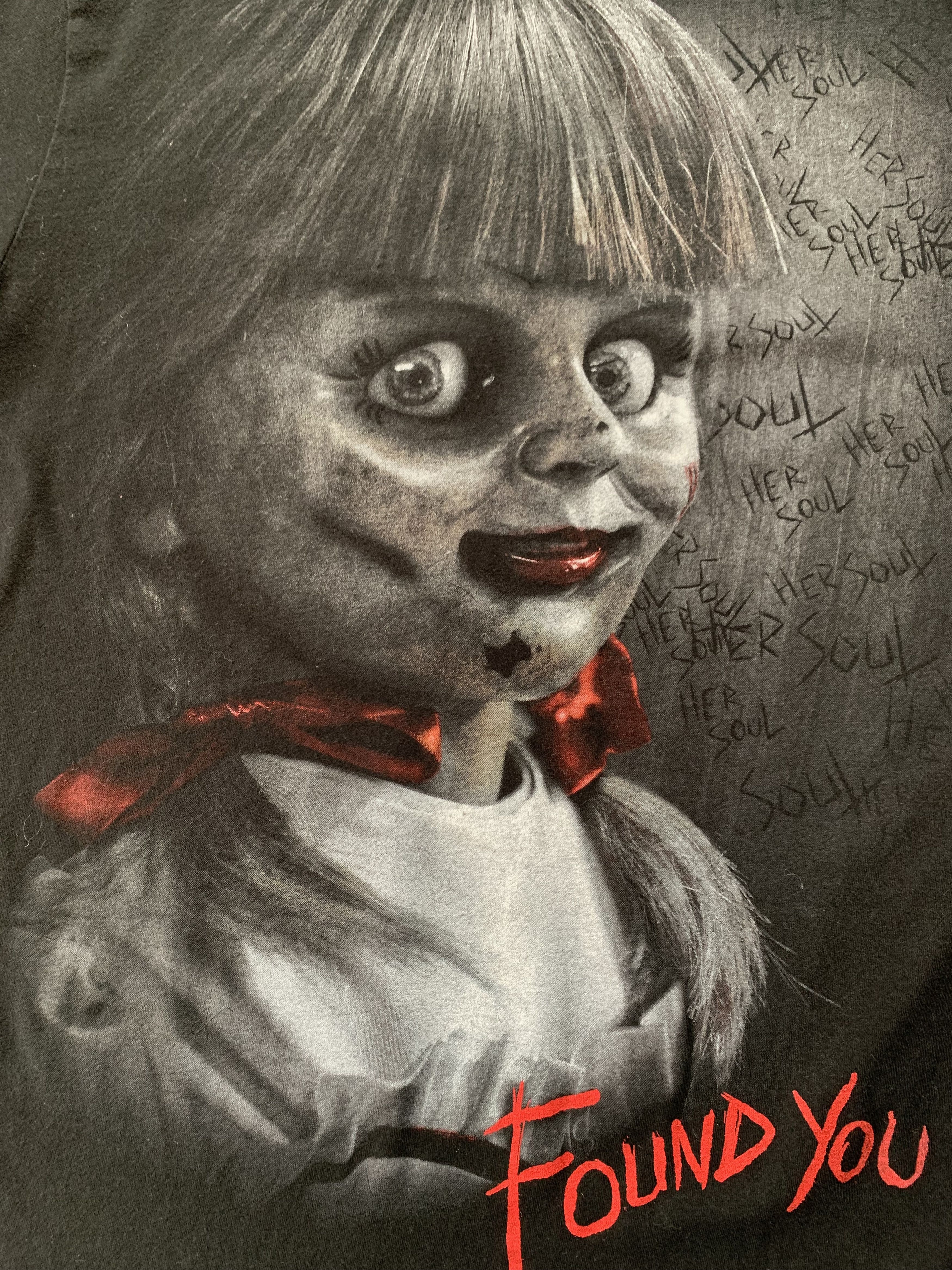 Expert Horror Black Spiral Annabelle Horror Movie Cotton T-Shirt Size US L / EU 52-54 / 3 - 5 Thumbnail