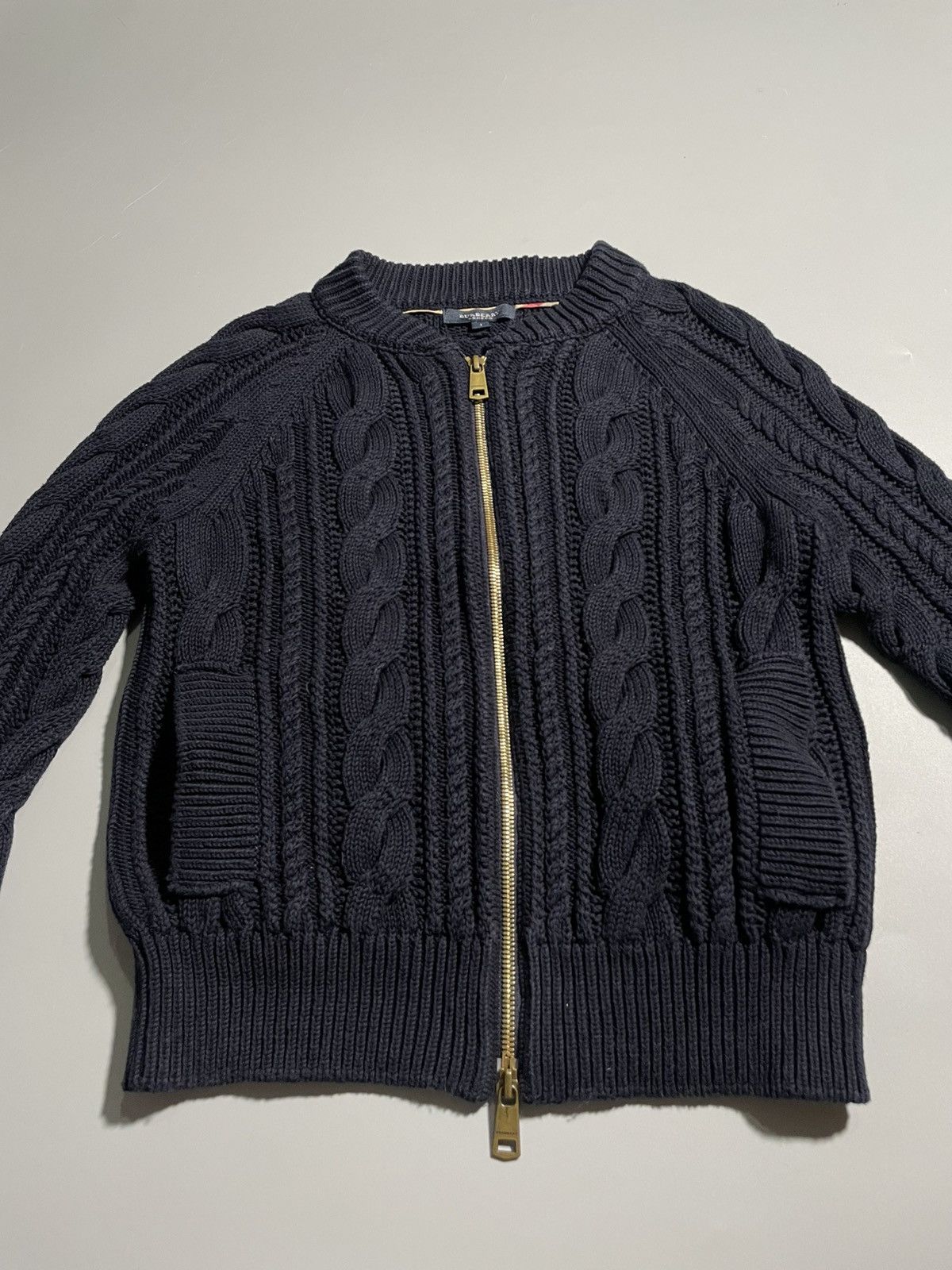 Burberry Burberry Cable Knit Zip Up Cardigan - Navy Size S / US 4 / IT 40 - 4 Thumbnail