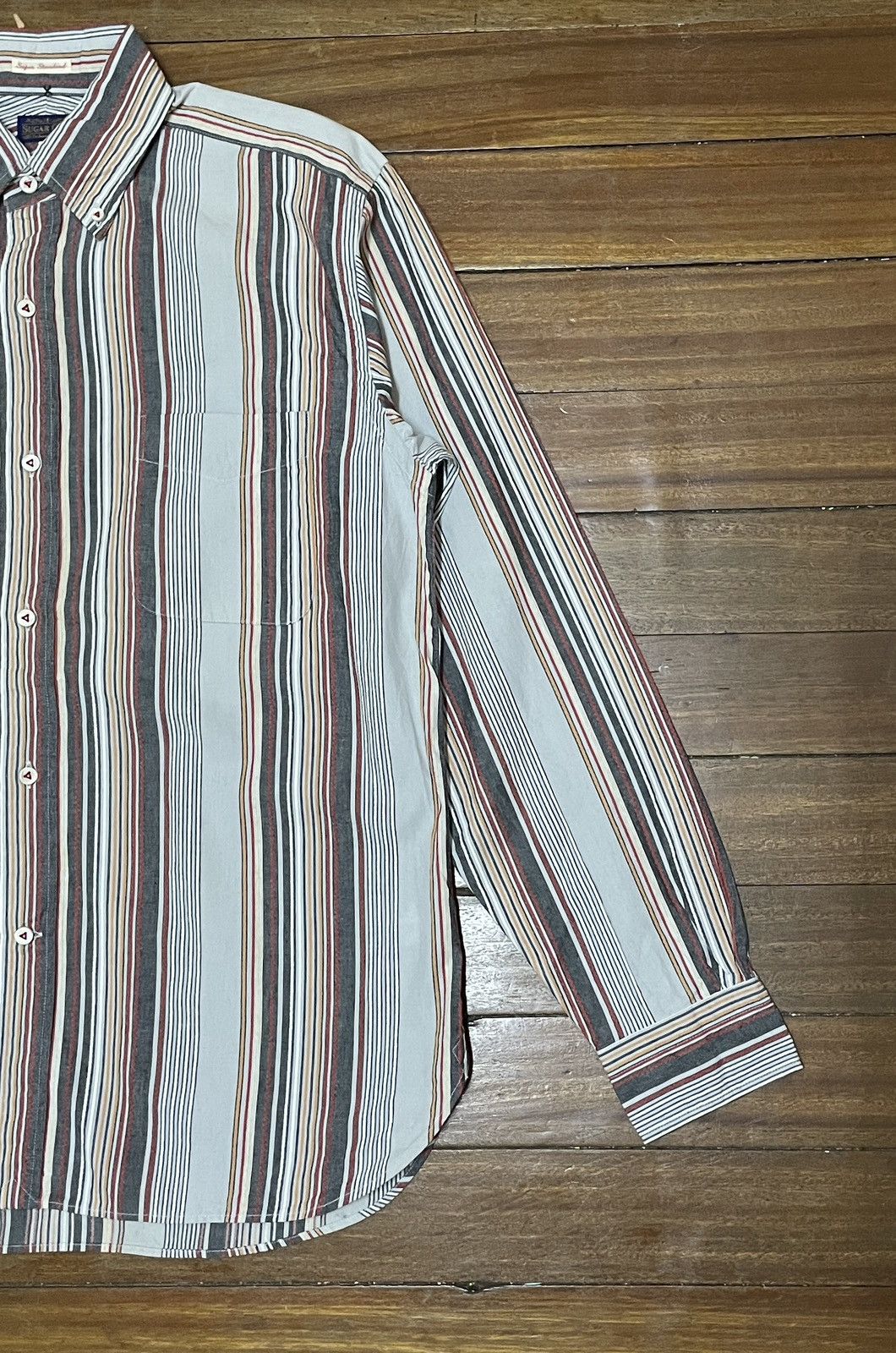 Japanese Brand × Sugar Cane × Toyo Enterprises Rare Design Vintage Brand Sugar Cane Toyo Stripe Shirt 1990s Size US M / EU 48-50 / 2 - 6 Thumbnail