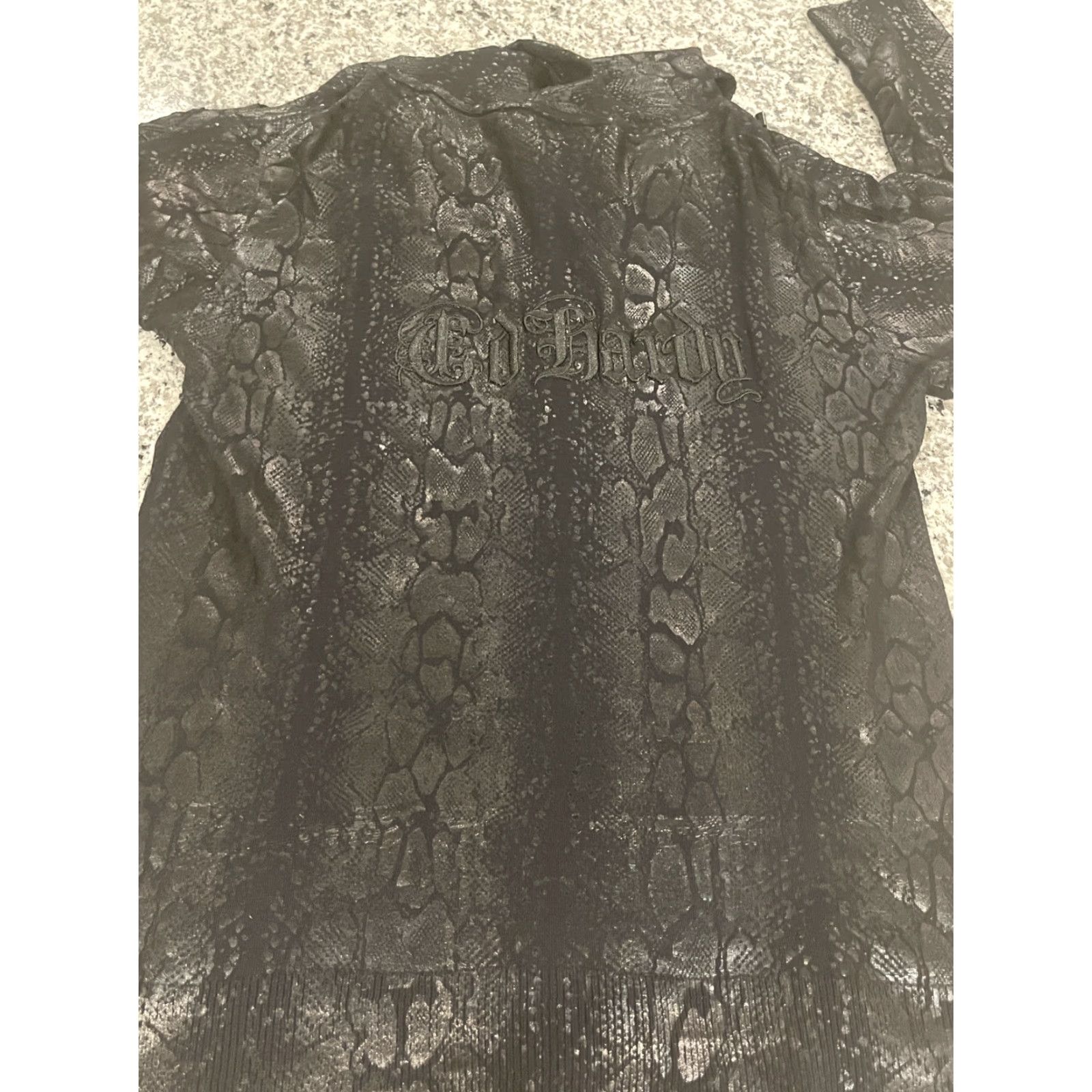 Ed Hardy Ed Hardy By Christian Audigier Metallic Hoodie Sweater Women XXL Black Animal Print Embroidered Logo Zipper Hooded Size XXL / US 16-18 / IT 52-54 - 7 Thumbnail