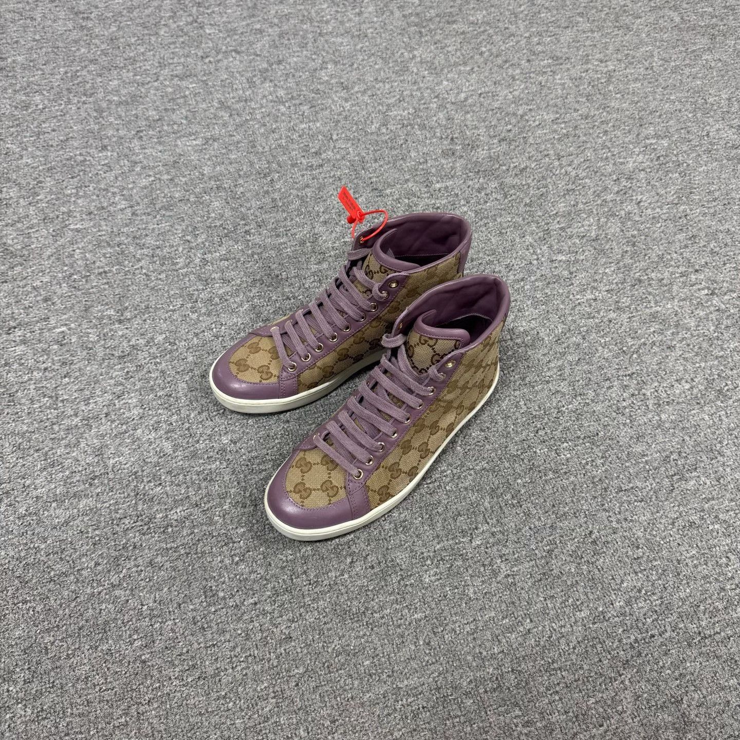Gucci Gucci Monogram Print Purple High-Top Shoes Size US 6.5 / IT 36.5 - 1 Thumbnail