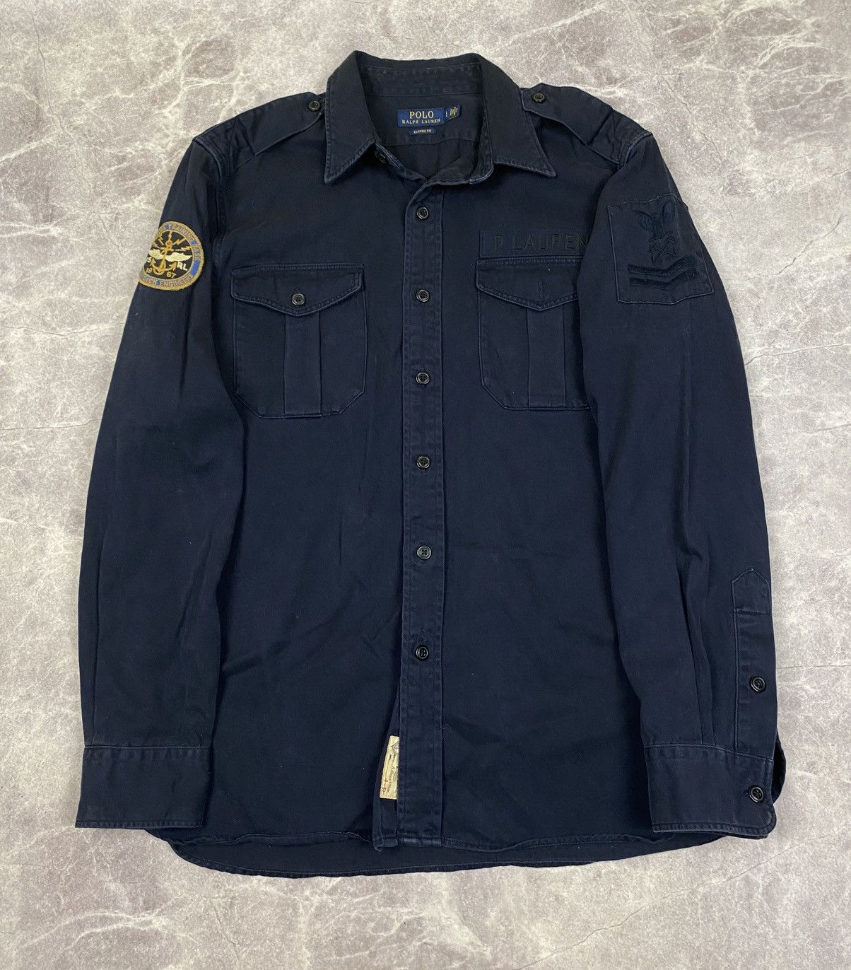 Polo Ralph Lauren USRL Naval Military Button Shirt Size: L