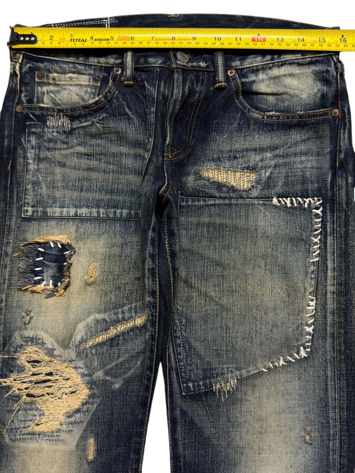 Eternal Vintage 90s Japan Eternal Faded Wash Distressed Sashiko Boro Size US 31 - 10 Thumbnail
