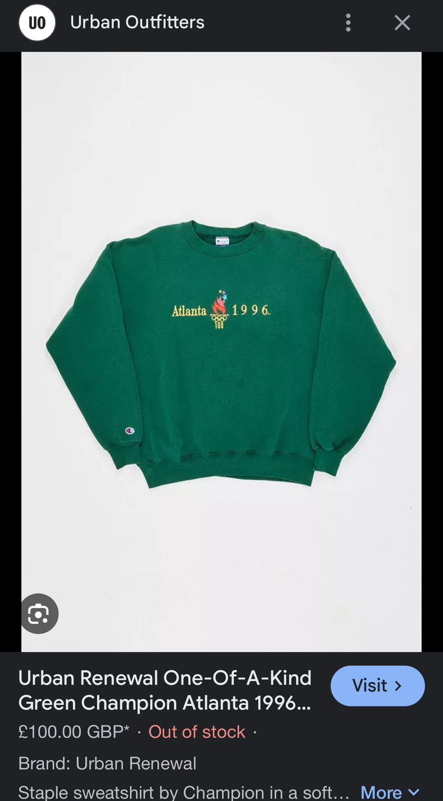 Champion RARE VINTAGE Champion Atlanta 1996 Olympics Sweater Size US L / EU 52-54 / 3 - 4 Thumbnail