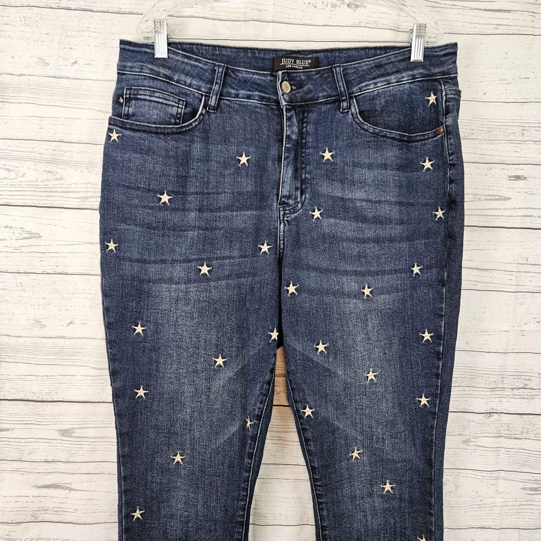 Vintage Judy Blue Womens Skinny Jeans Sz 16W Blue Embroidered Stars High Rise Jeans Size 38" / US 16 / IT 52 - 2 Thumbnail