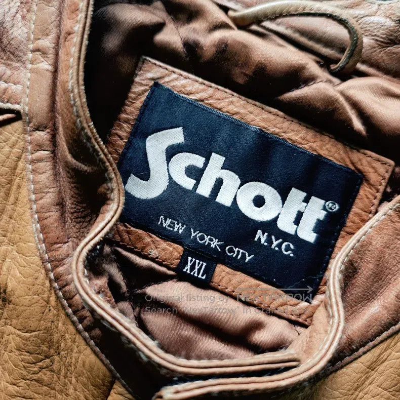 Schott Schott Brown motorcycle leather jacket Size US XXL / EU 58 / 5 - 3 Thumbnail
