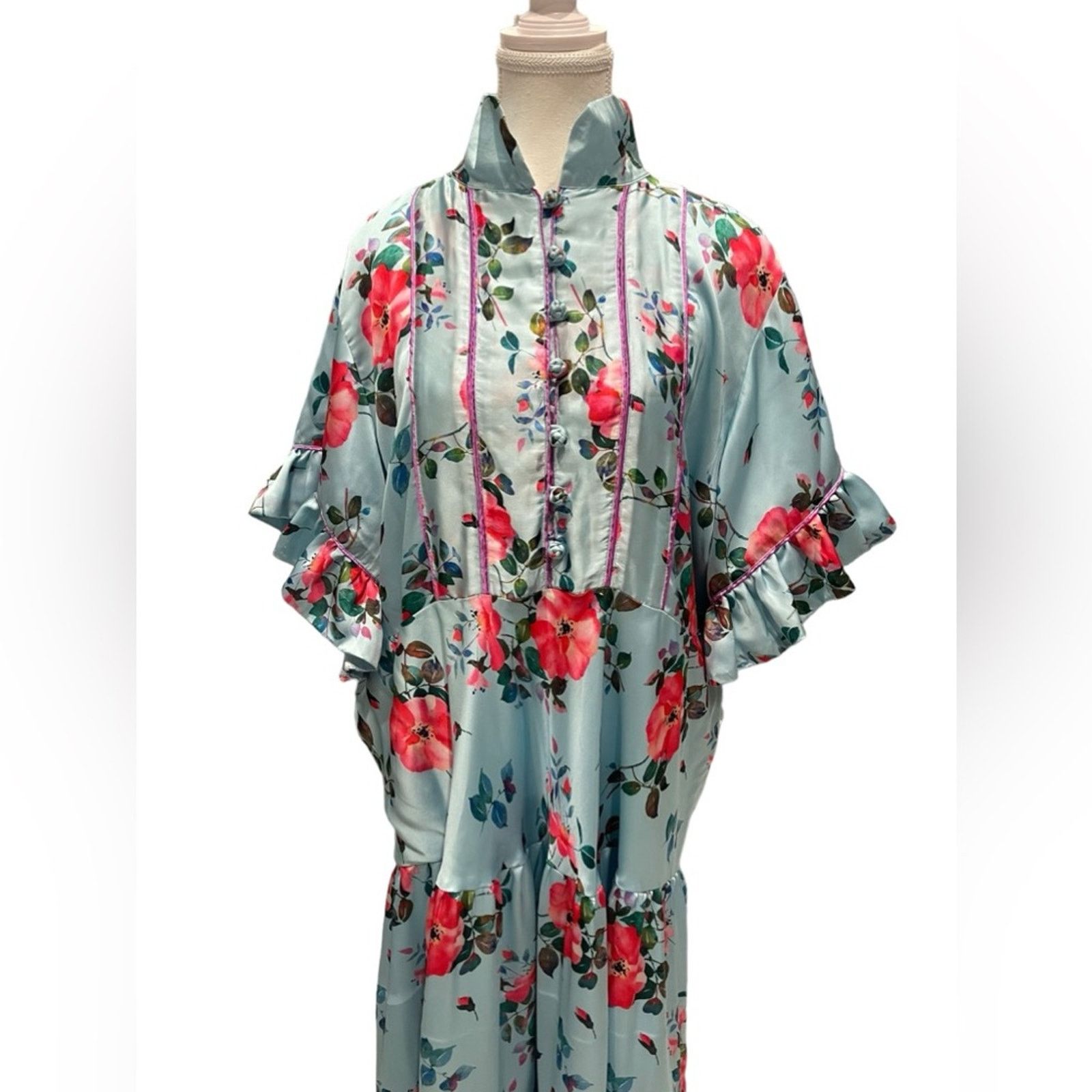 Other SUE SARTOR Womens Neck Floral Print Long Dress Size:XL Size XL / US 12-14 / IT 48-50 - 2 Thumbnail