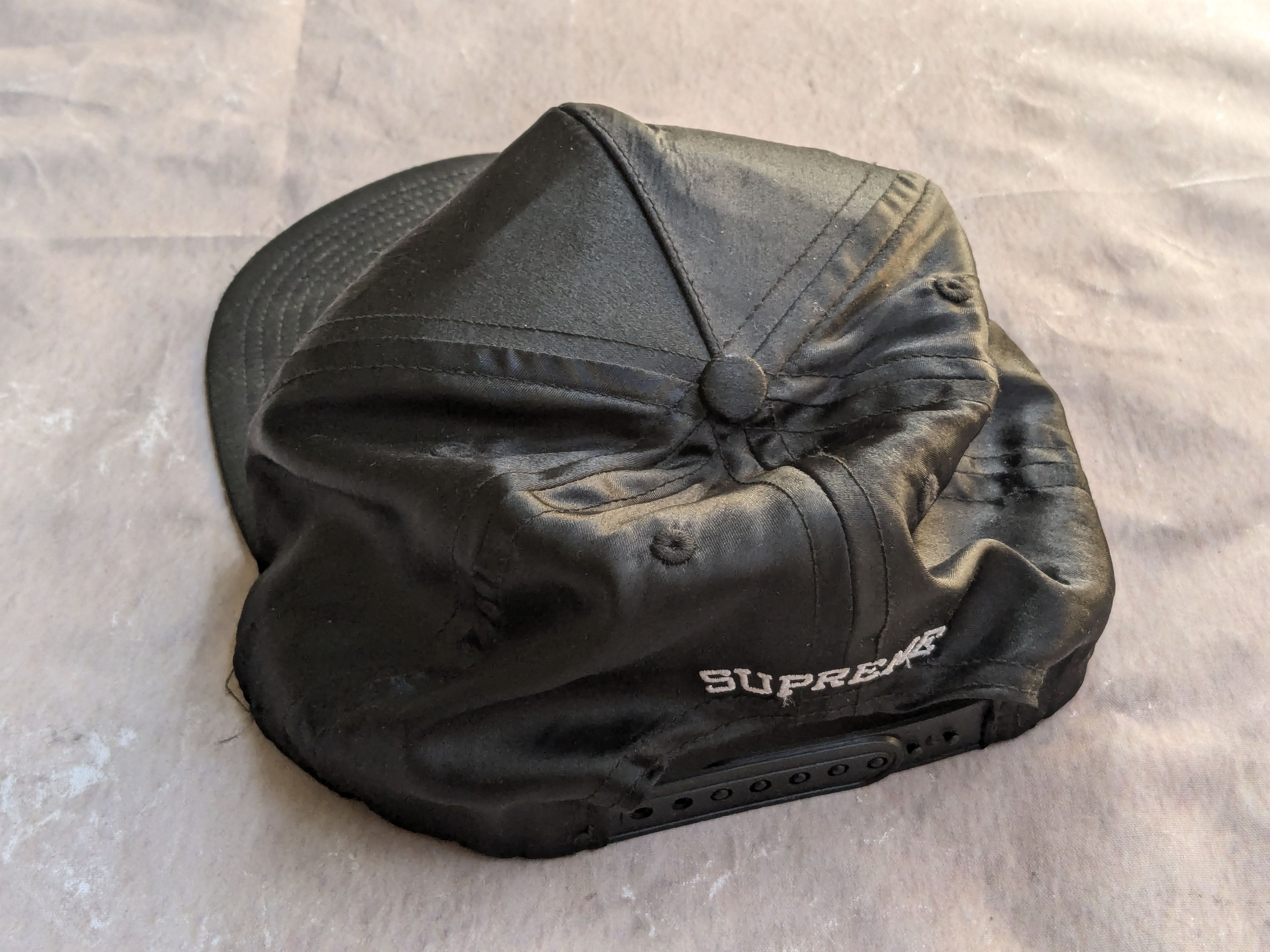 Supreme Supreme Playboy 6 Panel Black Satin Hat Cap Size ONE SIZE - 9 Thumbnail