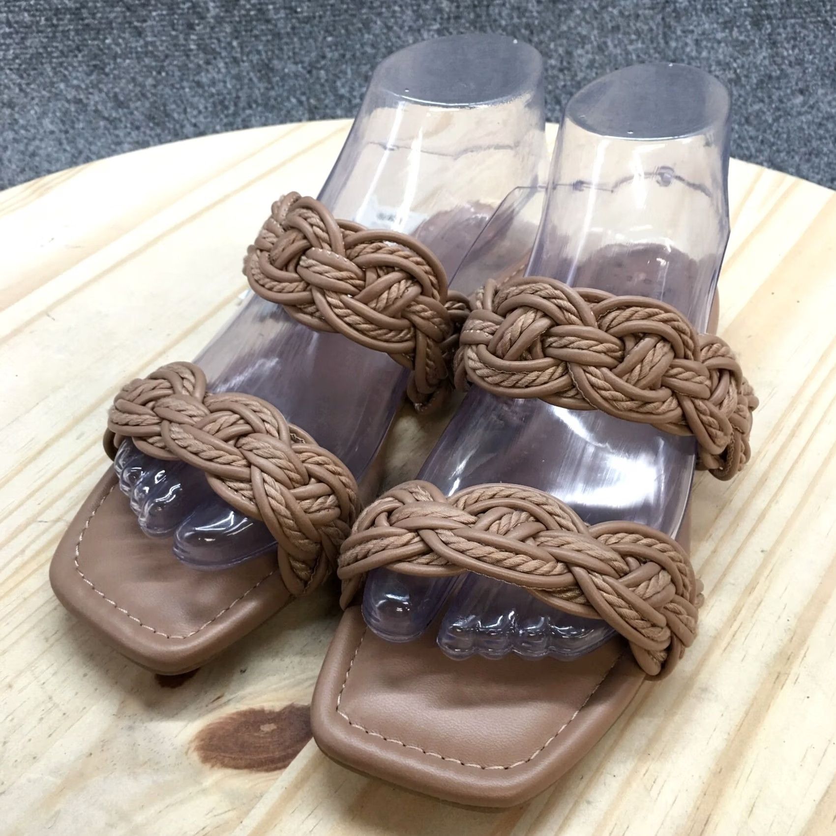 Vintage A New Day Sandal Womens 6.5 Brown Sarafina Braided Slip On Casual Leather NEW Size US 7 / IT 37 - 3 Thumbnail