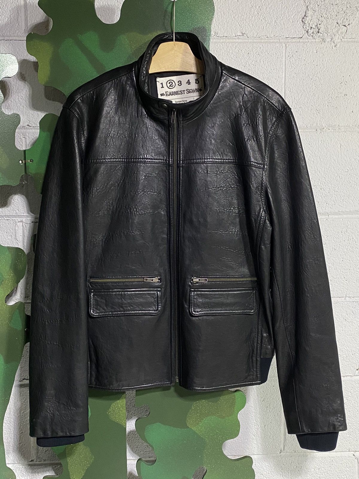 Earnest Sewn × Vintage Earnest Sewn Leather racing Jacket (sz Med) NWOT Size US M / EU 48-50 / 2 - 1 Thumbnail
