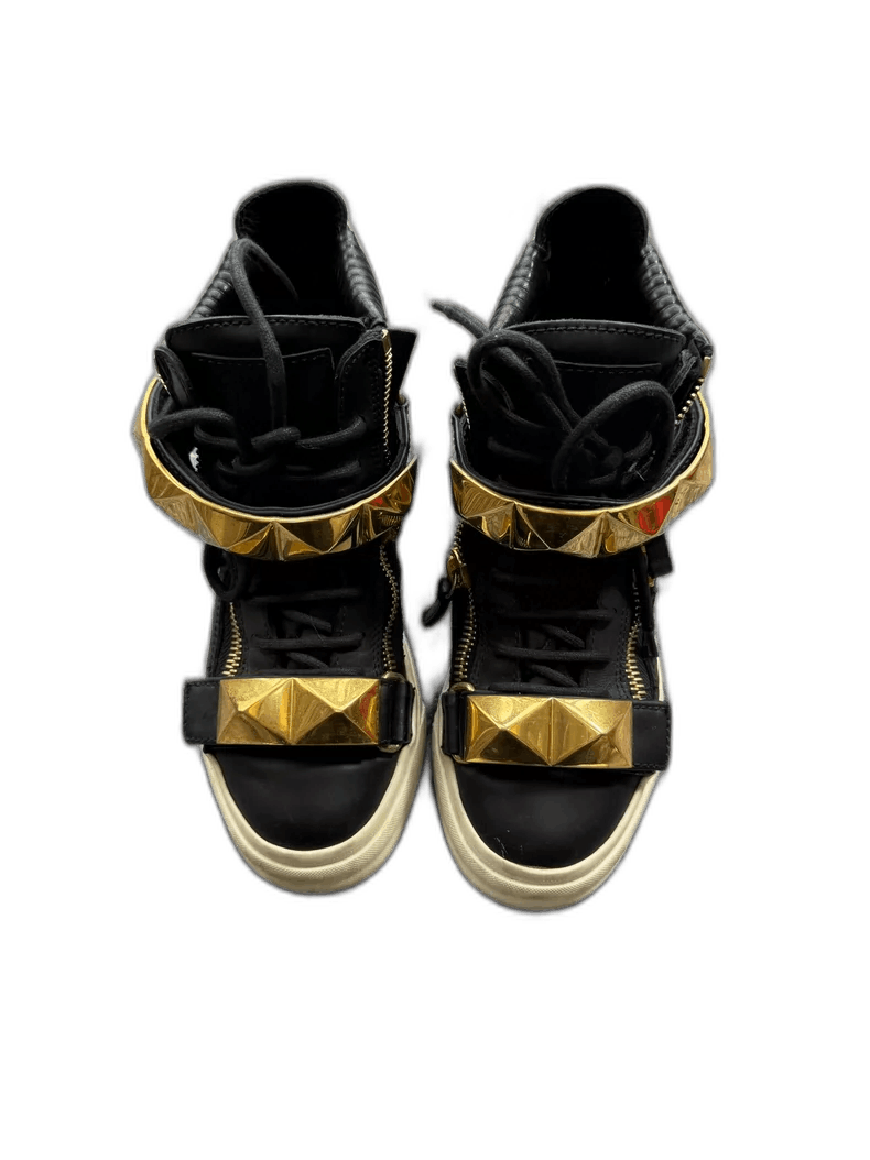 Giuseppe Zanotti Giuseppe Zanotti Black and Gold High-Top Sneakers-yf Size US 5.5 / EU 38 - 1 Thumbnail