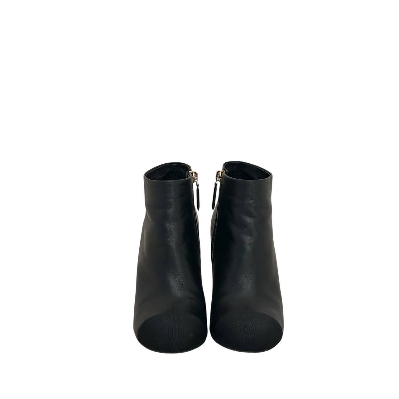 Chanel Chanel Black Leather Pearl Heel Ankle Boots Sz 38.5 Size US 7.5 / IT 37.5 - 3 Thumbnail