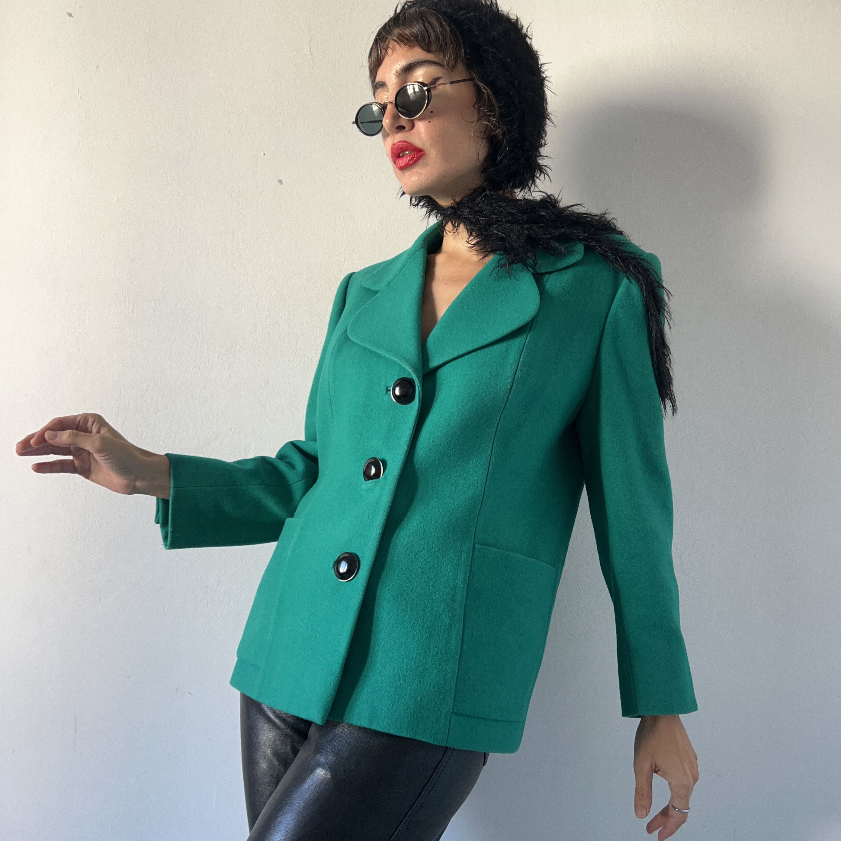 Vintage Vintage 90s Pure Wool Green Jacket Size M / US 6-8 / IT 42-44 - 2 Thumbnail