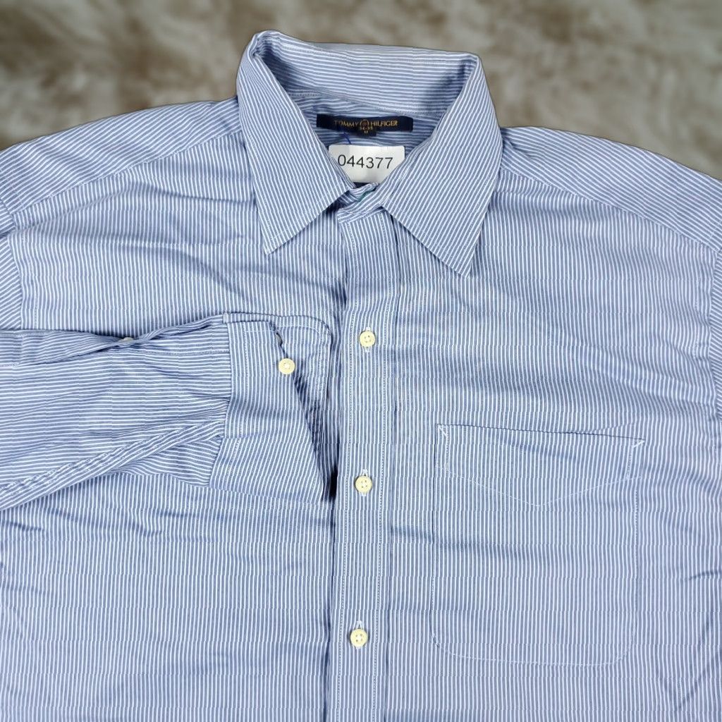Tommy Hilfiger Tommy Hilfiger Casual Button-Up Shirt Mens Medium Blue Striped Long Sleeve Preppy Size US M / EU 48-50 / 2 - 1 Thumbnail