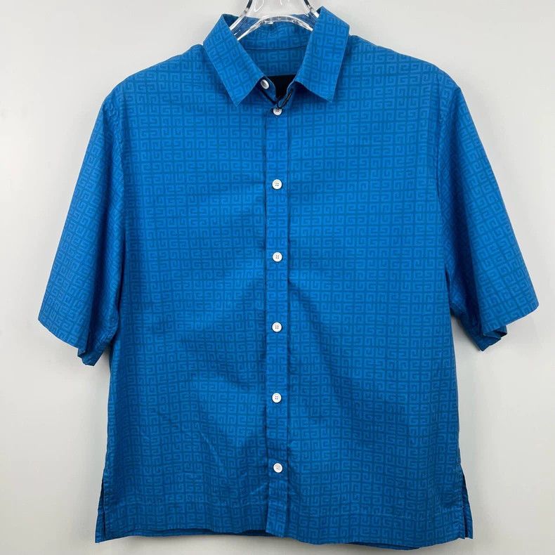 Givenchy Givenchy SS23 Solid Logo All-over Printed Collared Half-sle Size US M / EU 48-50 / 2 - 1 Thumbnail