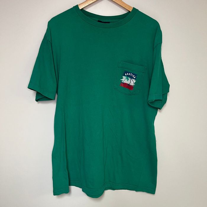 Nautica Nautica T-Shirt Mens XL Green Logo Classic Fit Crew Neck