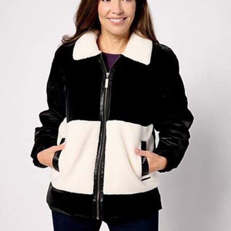 Peace Love World Black Label Sherpa Showstopper Coat M NWOT
