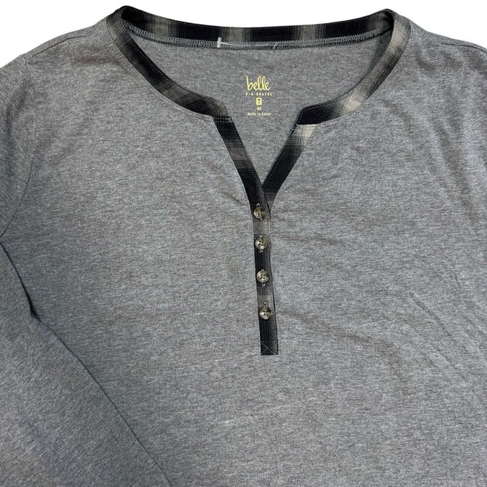 Other New Belle by Kim Gravel TripleLuxe Knit Flannel Trim Gray T Size XXL / US 16-18 / IT 52-54 - 6 Thumbnail