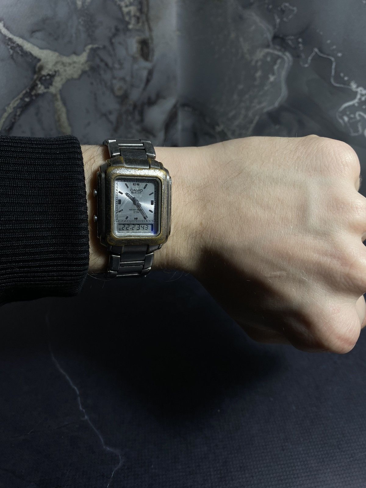 Casio Casio Beside Dual Display Vintage Stainless Steel Watch Size ONE SIZE - 2 Thumbnail