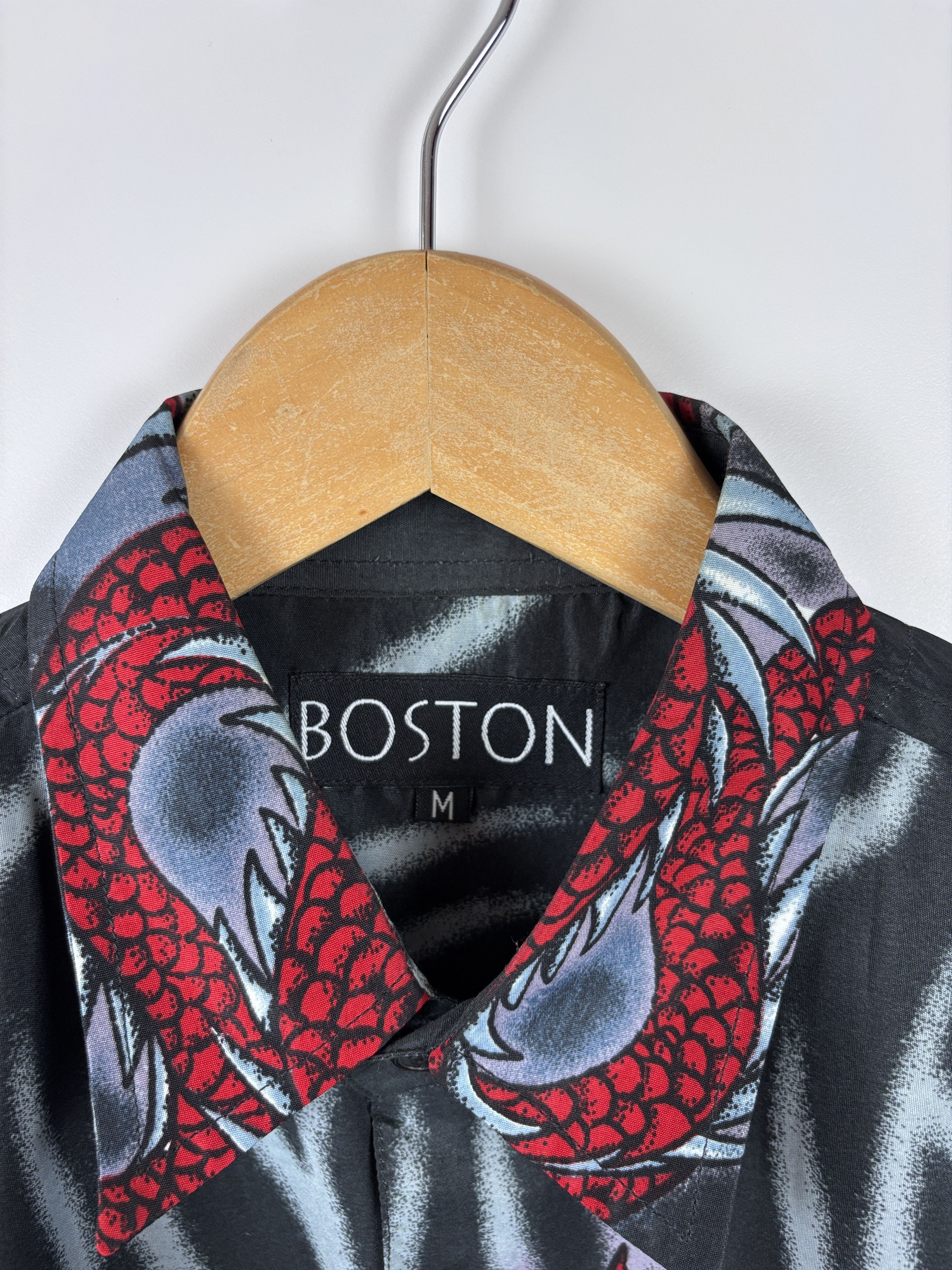 Japanese Brand × Vintage Y2K Boston Dragon Fire Flame All Over Print Button Up Shirt Size US M / EU 48-50 / 2 - 5 Thumbnail