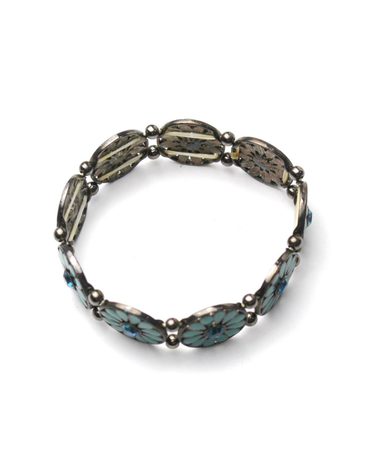 Vintage 2000S JAPANESE MADE TURQUOISE BLOOM ELASTIC CORD BRACELET Size ONE SIZE - 4 Thumbnail