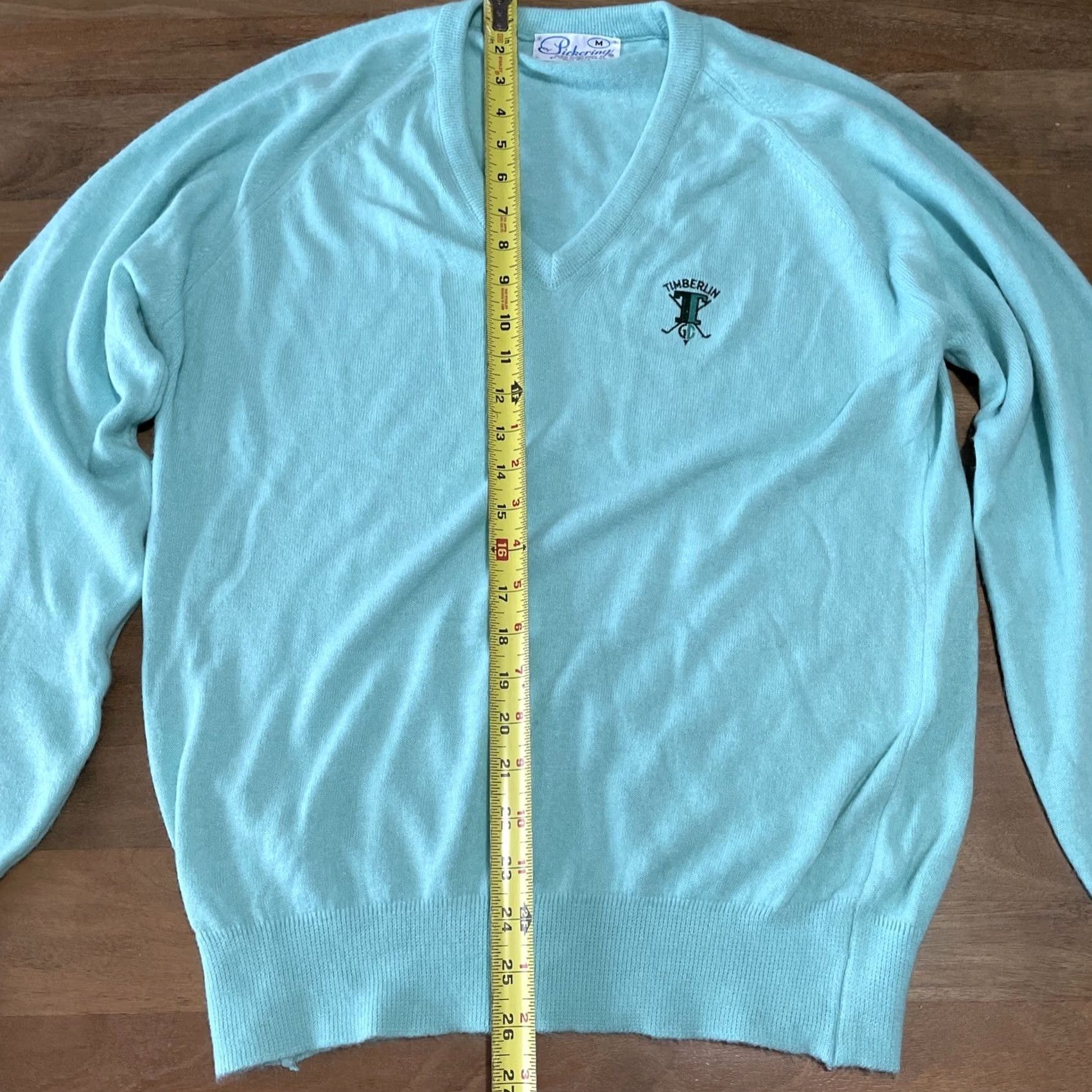 AQUA VINTAGE Pickering Sweater Mens Medium Aqua Blue 80s V-Neck Pullover Knit 80s USA Boys? Size US M / EU 48-50 / 2 - 5 Thumbnail