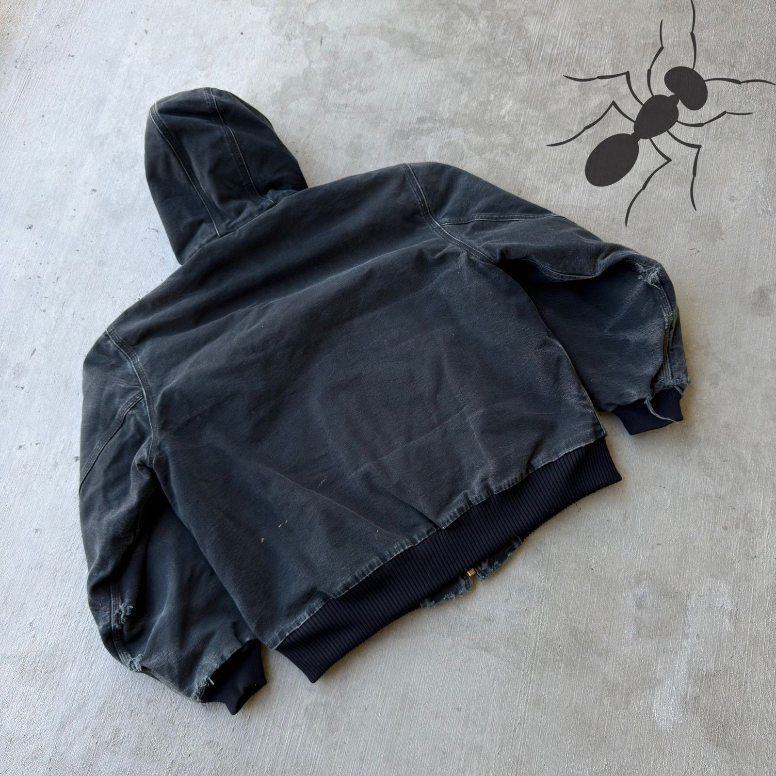 Carhartt × Vintage Carhartt J140 BLK faded black hooded work wear jacket Size US L / EU 52-54 / 3 - 6 Thumbnail