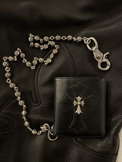 Vintage 1993 Chrome Hearts Leather Wallet With Chrome Hearts Sterling  Silver Barrel Wallet Chain 