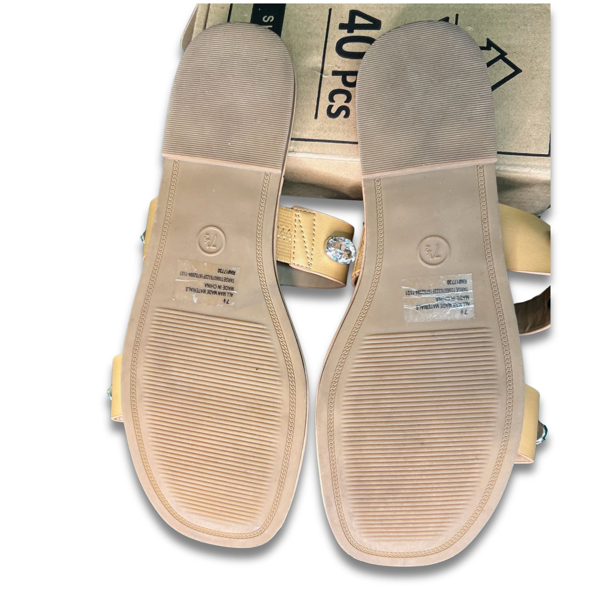 Other A New Day Womens Embellished Two-Band Sandals Size 7.5 Bei Size US 7.5 / IT 37.5 - 3 Thumbnail