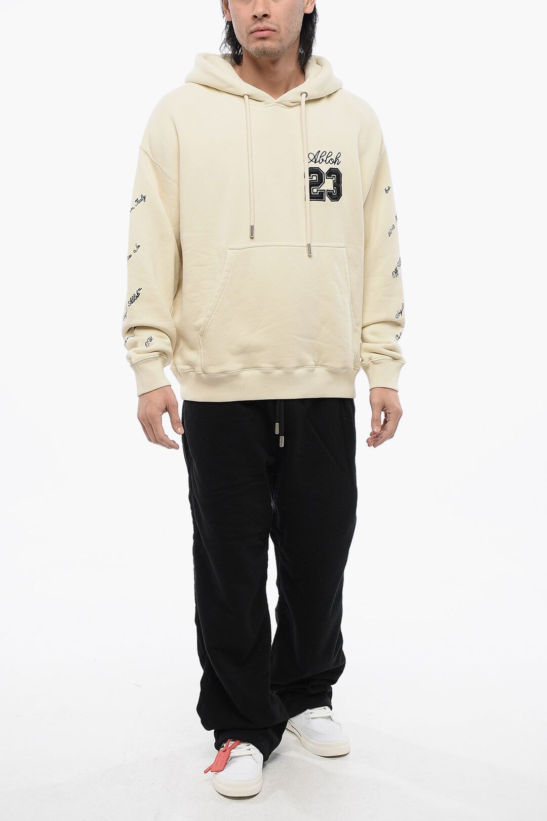Off-White og1mm1025 Brushed Cotton 23 Logo Skate-Fit Hoodie in Beige Size US XXL / EU 58 / 5 - 4 Thumbnail