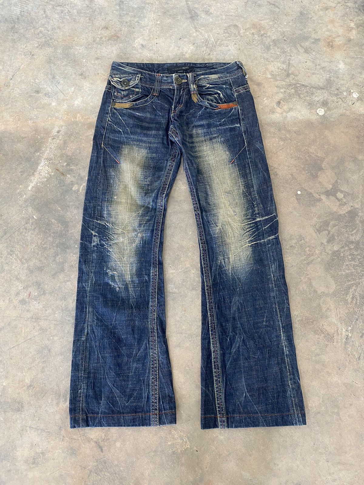 Sick☠️ Lolita Flare Jeans Mud Wash Punk Grunge Japan