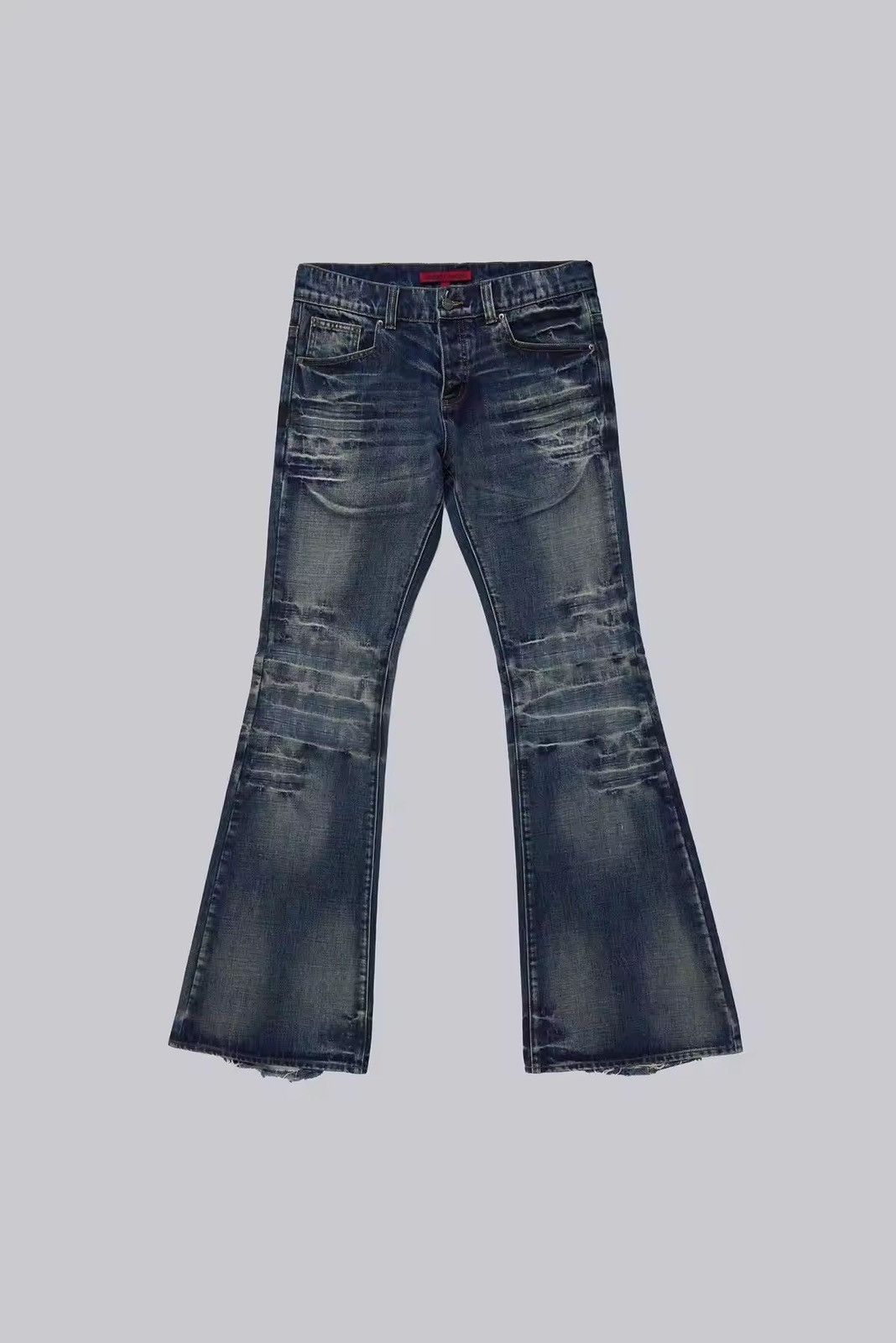 Japanese Brand Washed Blue Flared Jeans Size US 37 - 6 Thumbnail
