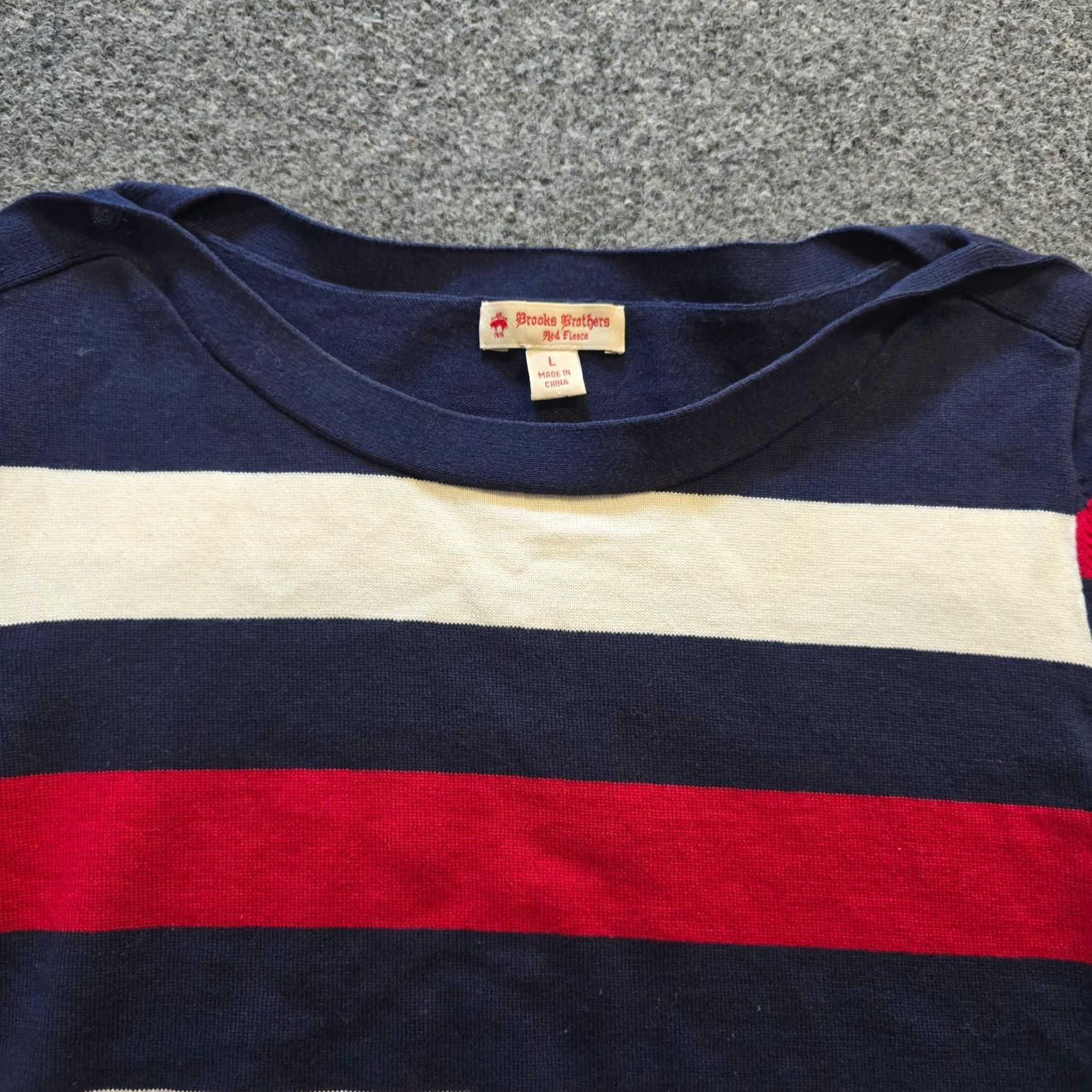 Brooks Brothers Brooks Brothers Top Womens Size L Blue Red Rugby Stripe Boat Neck Casual Shirt Knit Cotton Regular Modern Classic Womens Size L / US 10 / IT 46 - 2 Thumbnail