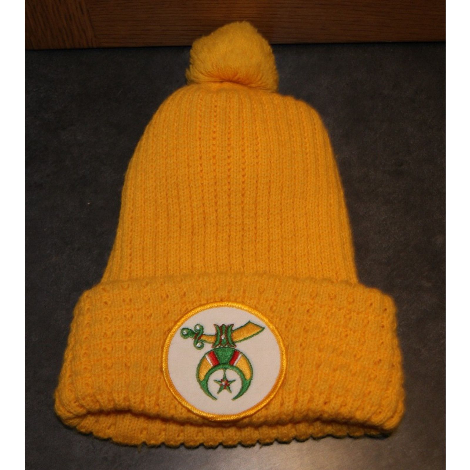 Vintage VTG Masonic Shriner Circle Patch Winter Knit Hat Ski Cap Pom Size ONE SIZE - 1 Thumbnail