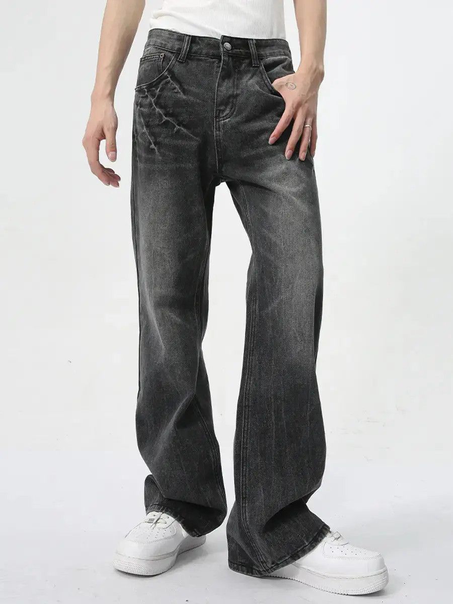 Japanese Brand Retro wide leg slightly flared lightning jeans Size US 32 / EU 48 - 2 Thumbnail