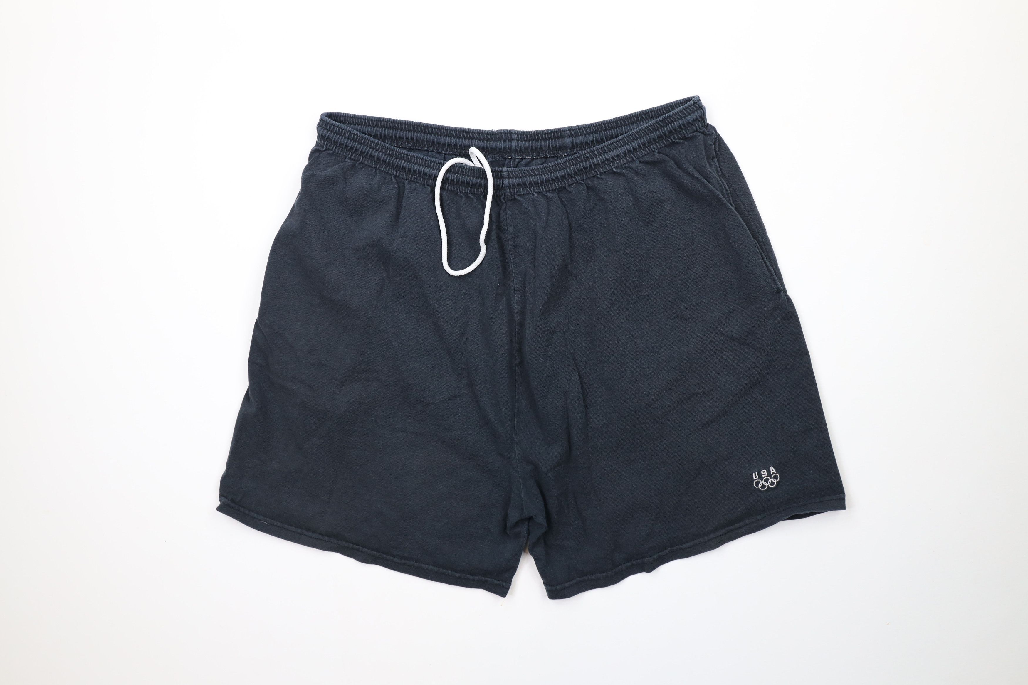 Vintage Vintage 90s USA Olympics Above Knee Shorts Black Cotton USA Size US 36 / EU 52 - 1 Thumbnail