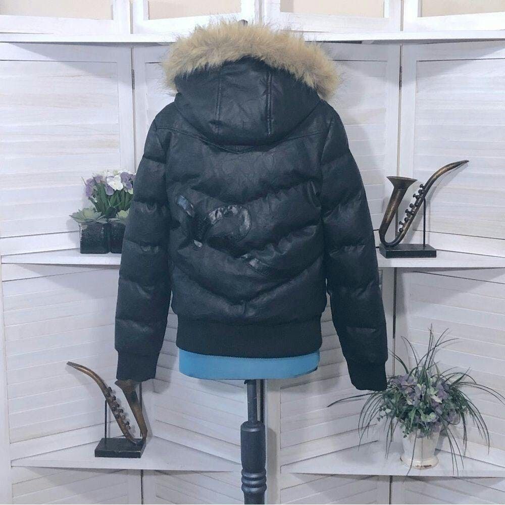 Rocawear Bomber Hooded Faux Fur Down Jacket Puffer Large & Bibs 8 shops R PLEASE READ