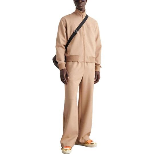 Off-White o1gr1nt1124 Quote Wool Slim Tracktop Jacket in Beige Size US M / EU 48-50 / 2 - 4 Thumbnail